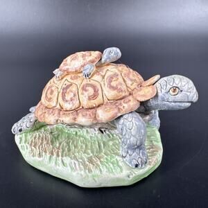 An Original Sculpture By Basil Matthews Pottery Two Turtle Figurine England